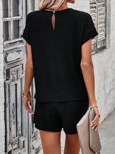 Round Neck Batwing Sleeve Top And Shorts Set